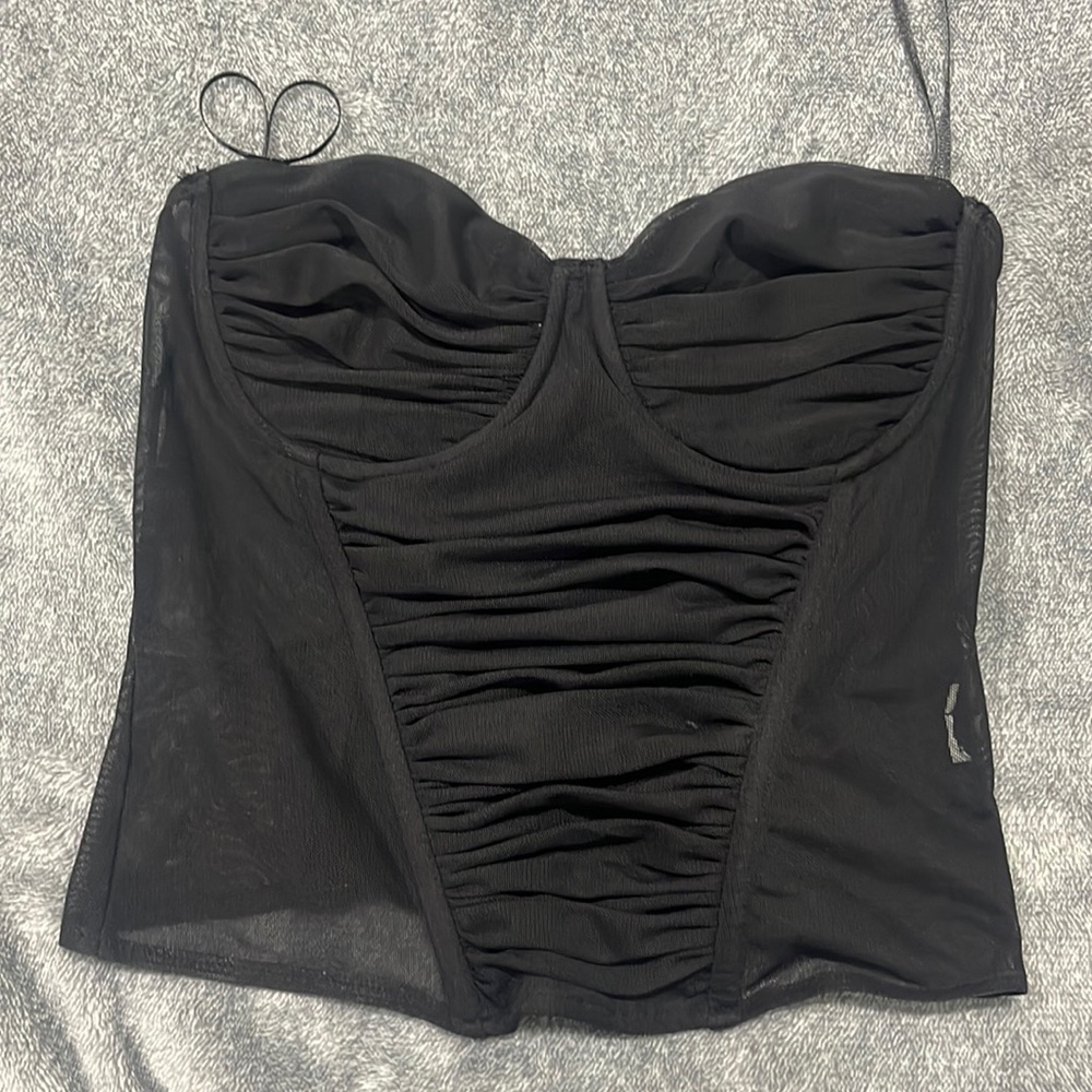 Zara mesh side panel corset top